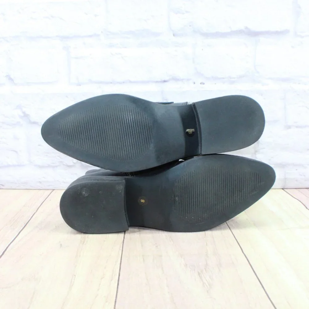 Steven Maden New York Harmon Black Leather Studded Buckle Booties Size 8 M - Picture 11 of 11